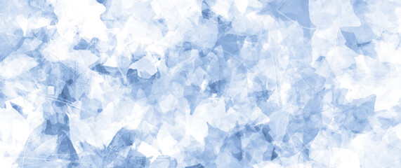 Blue winter vector watercolor art background for cover design, cards, flyer, poster, banner. Hand drawn Christmas illustration. Merry Christmas! texture. Frozen glass backdrop. Ice. Snow.	