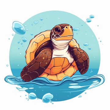 a cartoon of a turtle in the water