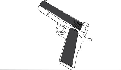 gun, line drawing, on a white background, vector