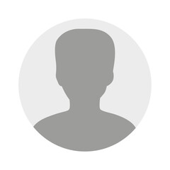 Vector flat illustration in grayscale. Avatar, user profile, person icon, profile picture. Business profile of a man. Suitable for social media profiles, icons, screensavers and as a template.
