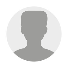 Vector flat illustration in grayscale. Avatar, user profile, person icon, profile picture. Business profile of a man. Suitable for social media profiles, icons, screensavers and as a template.