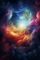 colorful outer space with shiny stars and nebulas, colourful cosmos with galaxies and constellations background - obrazy, fototapety, plakaty
