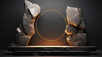 Realistic 3D stone theme podium for product display " ai generated "