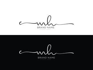 MH mh initial letter handwriting and signature logo design