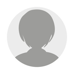 Vector flat illustration in grayscale. Avatar, user profile, person icon, profile picture. Business profile of a woman. Suitable for social media profiles, icons, screensavers and as a template.