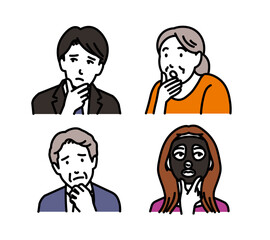 ストレスや悩みを抱える男女アイコンイラスト
