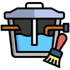 Grease Trap Cleaning lineal multi color icon, related to plumbing service, water, oil and gas.