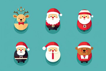 Festive Christmas Flat Icons Set