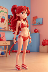 girl in red lingerie