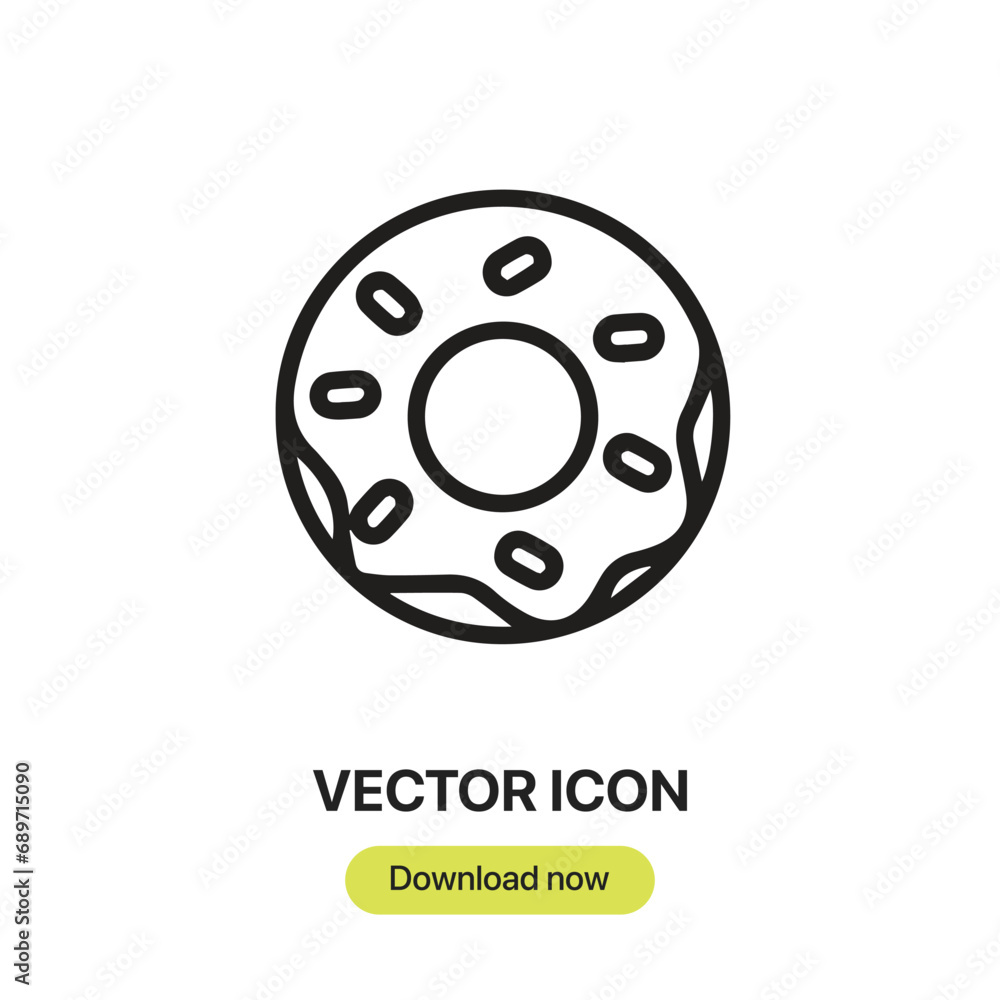 Poster donut icon vector. linear-style sign for mobile concept and web design. donut symbol illustration. p