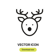 Reindeer icon vector. Linear-style sign for mobile concept and web design. Reindeer symbol illustration. Pixel vector graphics - Vector.