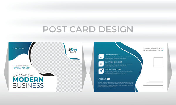 Professional Corporate business post card template design, Corporate postcard design template. amazing and modern postcard design.