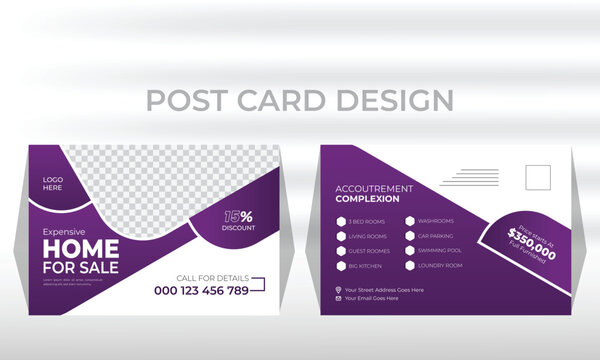 Professional real estate postcard design template, Home for sale postcard, real estate Postcard template.
