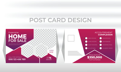 Professional real estate postcard design template, Real estate Postcard Design vector template for Opening invitation.