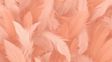 Peach fuzz color feather background. Generative AI