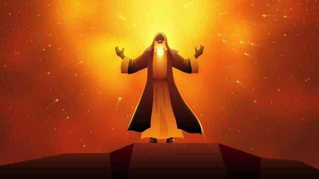 Biblical motion graphics series, Abraham, and he brought him outside and said, Look toward heaven, and number the stars, if you are able to number them. Then he said to him, So shall your offspring be