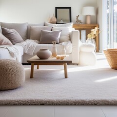 Close up of a beautiful carpet in the living room in a light colours