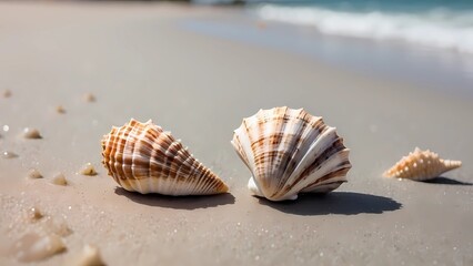 Fototapeta na wymiar Seashells on the Beach