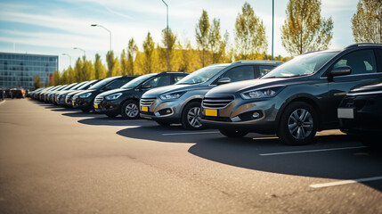 Cars in a row. Used car sales.