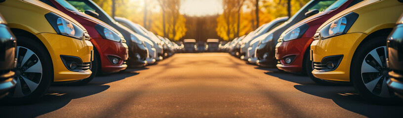 Cars in a row. Used car sales.