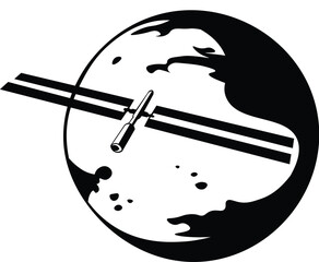 Cartoon Black and White Isolated Illustration Vector Of Planets Stars and the Solar System