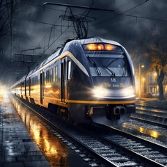 Very nice electric train running image Generative AI