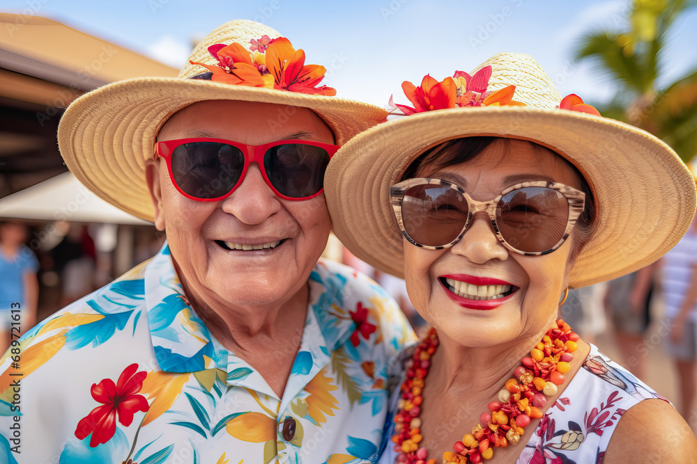 Wall mural Mature couple in exotic beach vacations