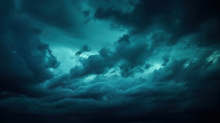 Fototapeta na wymiar Dark teal cloudy sky. Night skies with clouds. Gloomy sky background for design.