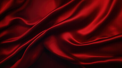 Obraz premium Black red silk satin. Beautiful soft folds. Shiny fabric. Dark luxury background with space for design. 