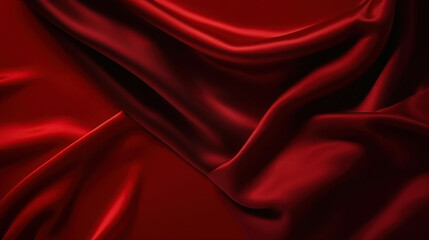 Obraz premium Black red silk satin. Beautiful soft folds. Shiny fabric. Dark luxury background with space for design. 