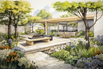 Landscape Architect Designing Garden Plan: Blending Architecture and Artistry to Create a Colorful and Conceptual Outdoor Space