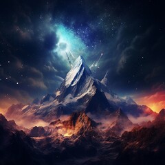 Very nice galaxy mountain image Generative AI