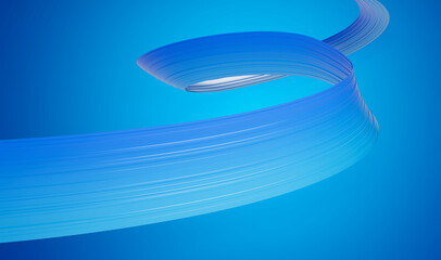3d Wavy Flag Of Blue Color Waving Abstract Ribbon Isolated On Blue Background 3d Illustration