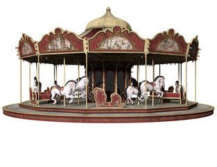 A 3d rendered overlay of a vintage carousel  © HWWO Stock