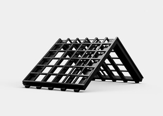 3d Metallic Roof Sheet Corrugated Galvanised Iron For Roof On White Background, 3d Illustration