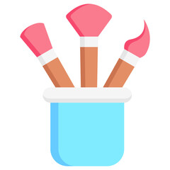 cosmetic brushes multi color icon, for woman and beauty theme