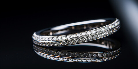 Luxury high resolution jewelry, minimalist wedding band, angled top down, studio bright, close-up centred shot
