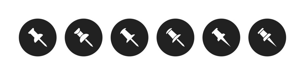 Push pin icon setin flat style on white background. Vector EPS 10