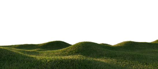Hills with grass on a transparent background. 3D rendering.