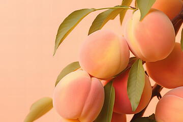 peach branches on a color of the year 2024 peach fuzz background