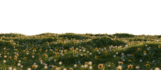 Hills with grass on a transparent background. 3D rendering.
