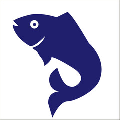 Fish silhouette logo. Vector on white.