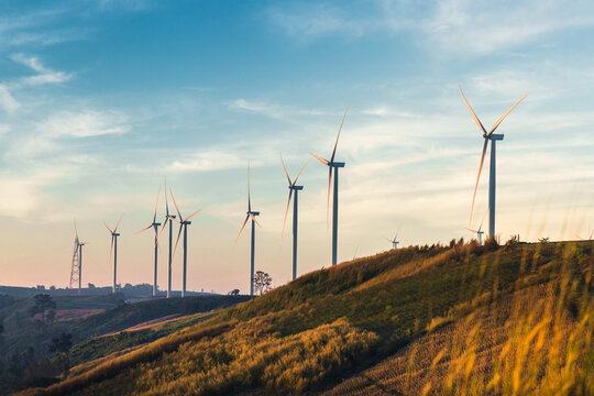 Wind turbines produce sustainable electricity