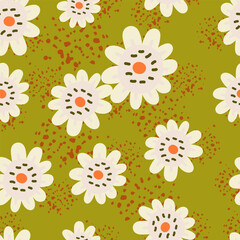 Elegant and colorful abstract flower design in a seamless pattern.