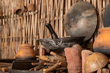 A wide variety of kitchen utensils for traditional Asian cooking.