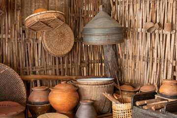 A wide variety of kitchen utensils for traditional Asian cooking.