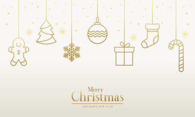 Naklejka premium Elegant Christmas Decoration Banner Background with Christmas Decoration Elements