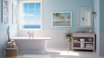 Seaside Serenity: Beach-Themed Bathroom Escape