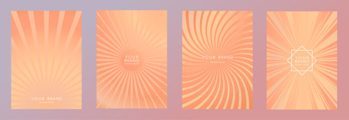 Luxury cover design set. Premium background with peach gold line pattern. Elegant vector template for premium menu, invitation, flyer, A4 layout, gift card, business catalog.