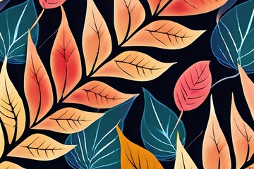 seamless pattern with leaves, leaf, flower, floral, wallpaper, vector, texture, art, illustration, nature